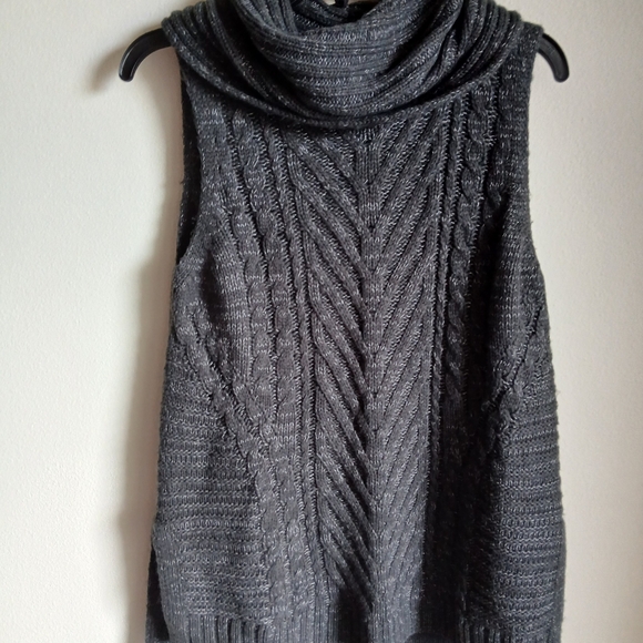 Elle  Cowl Neck Sleeveless Tunic Sweater Gray Small - Picture 2 of 9